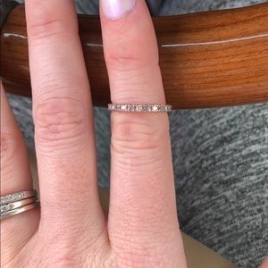 14k Rose gold diamond & aquamarine stacking ring